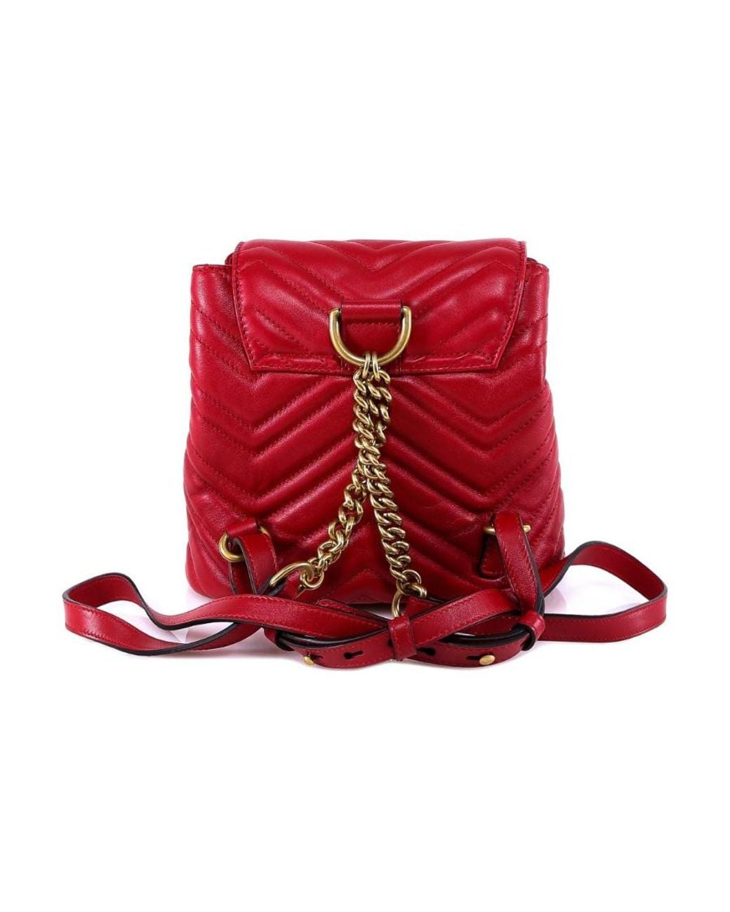 Gucci Red Marmont Quilted Leather Backpack