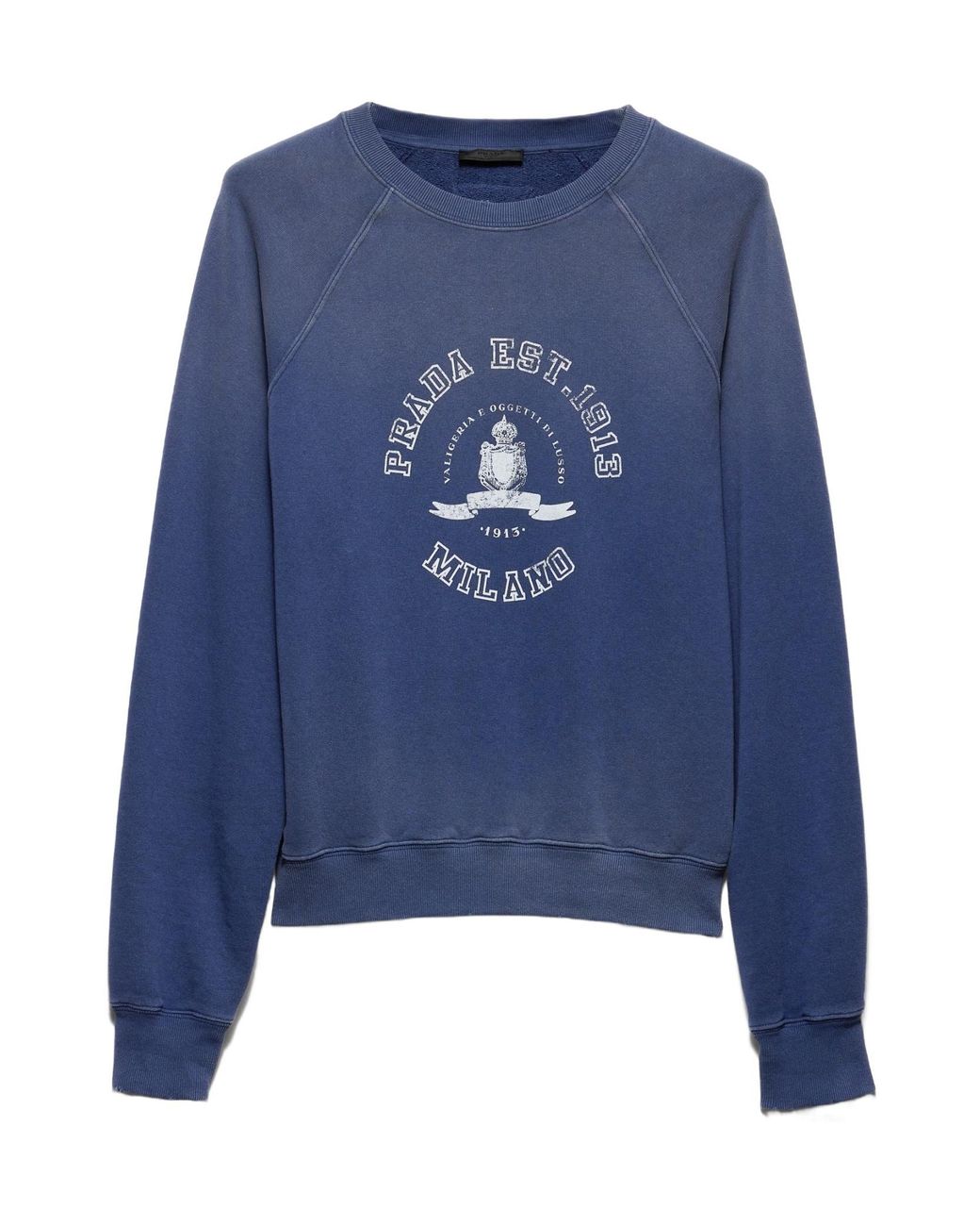 Prada Blue Cotton Fleece Sweatshirt for men
