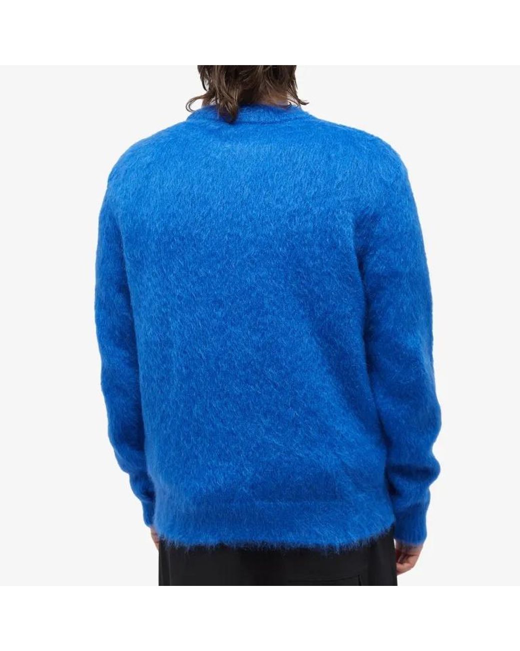 Balmain Blue Retro Brushed Crewneck Jumper for men
