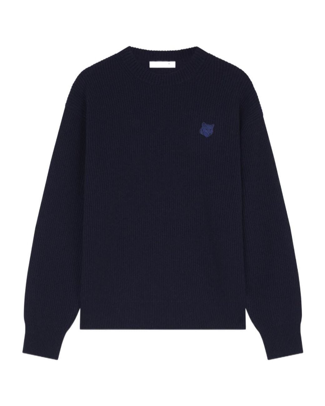 Maison Kitsuné Blue Maison Kitsuné Fox Patch Knitted Jumper for men