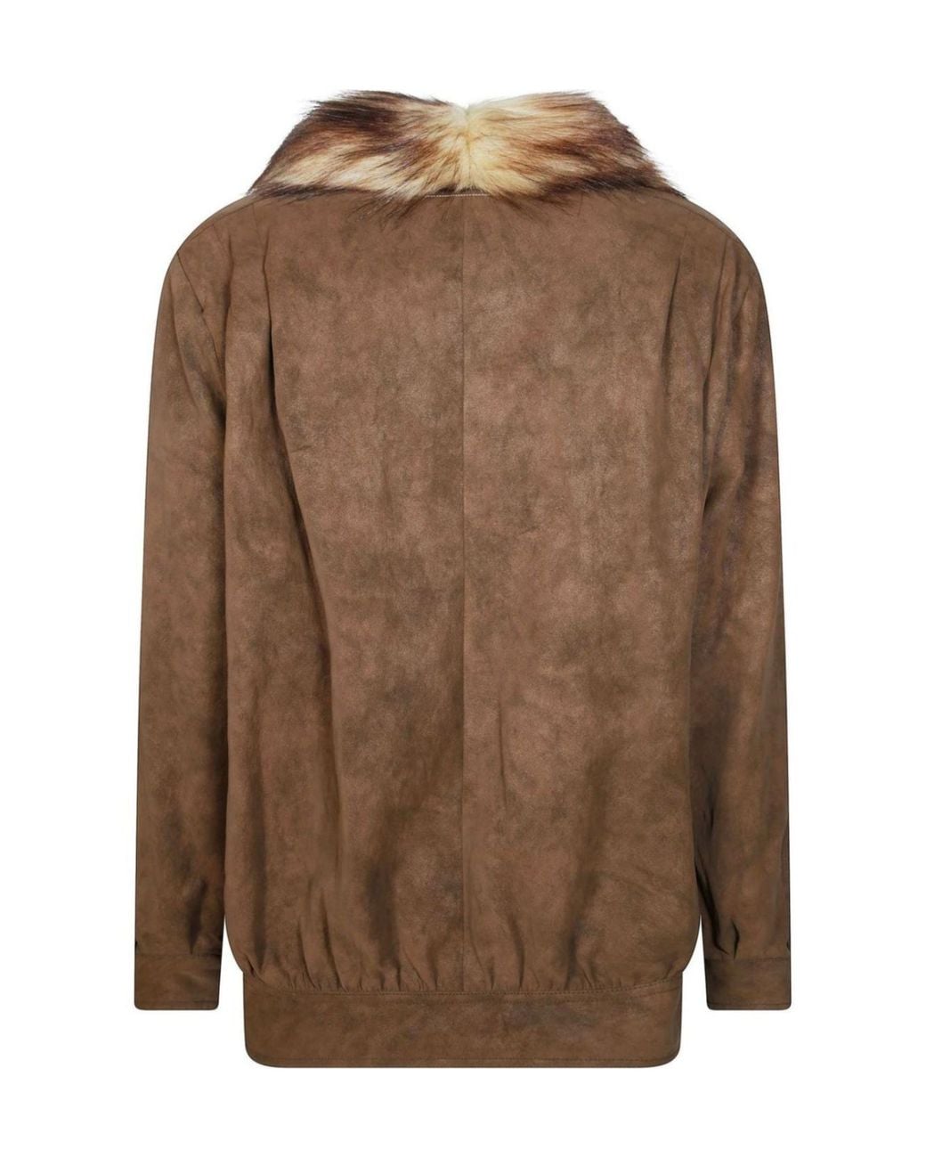 MM6 by Maison Margiela Brown Faux-Fur Collar Sports Jacket