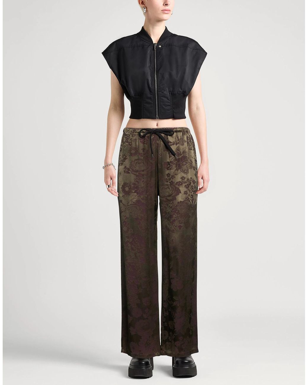 MM6 by Maison Margiela Brown Patterned Wide-Leg Trousers