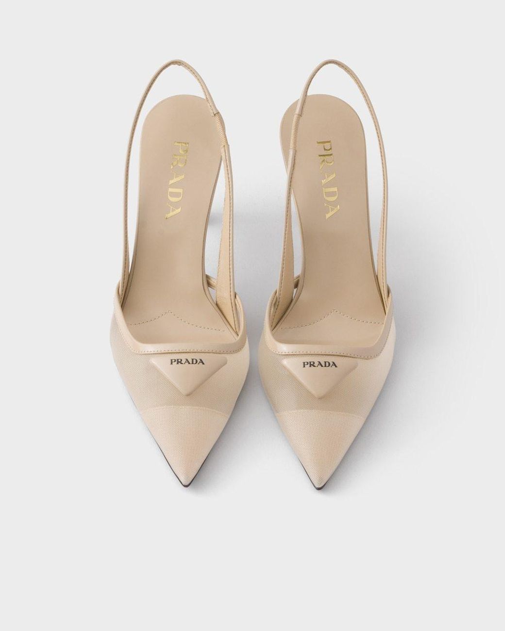 Prada White Mesh Fabric Slingback Pumps