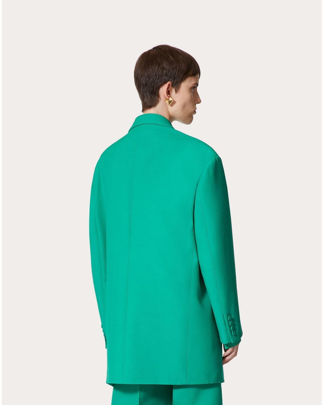 Valentino Green Crepe Couture Long-Sleeved Blazer