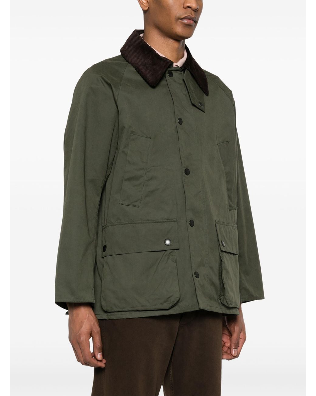 Barbour Black Bedale Corduroy-Collar Long Sleeved Shirt Jacket for men