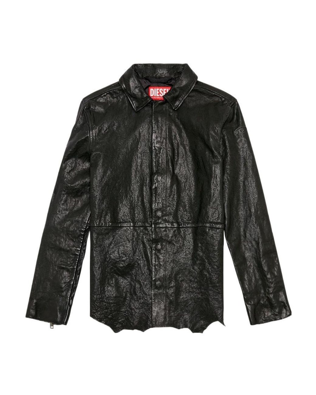DIESEL Slim-Fit Leather Jacket in Black | Lyst