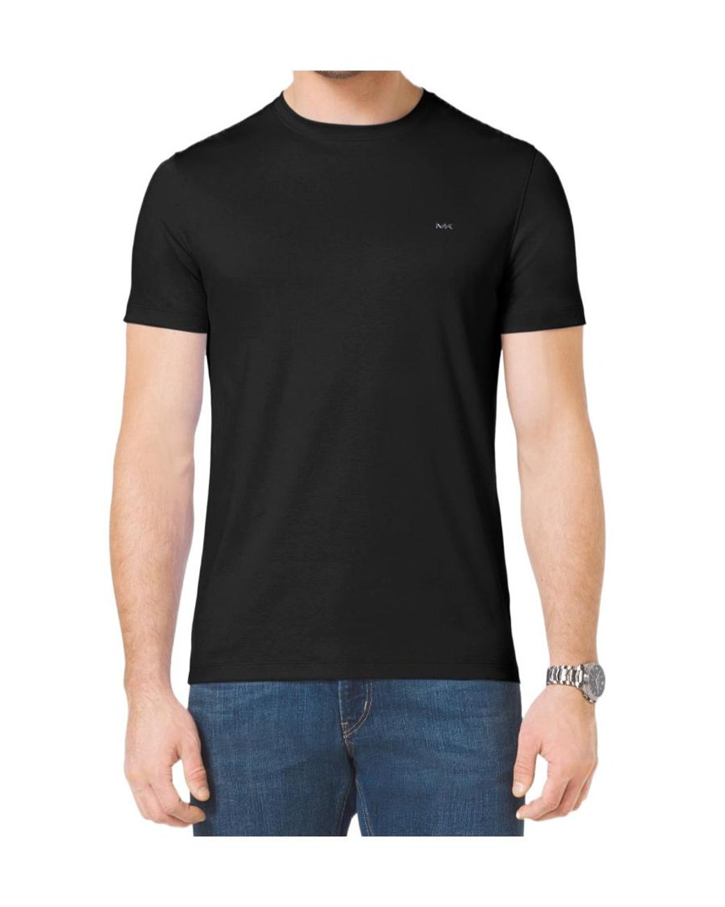 Michael Kors Black Logo Embroidered Crewneck T-Shirt for men