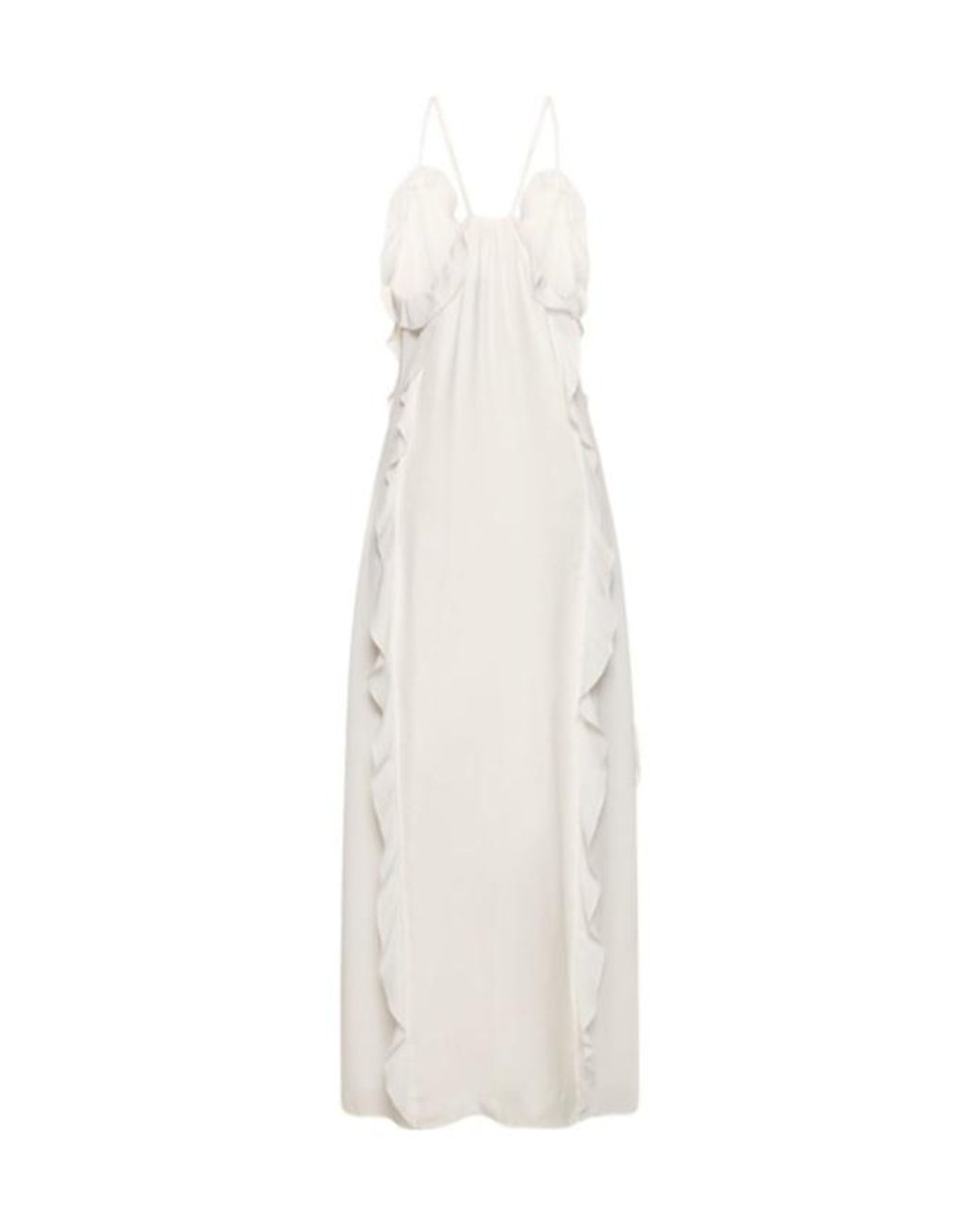 Jonathan Simkhai White Emily Pleated Maxi Slip Dress