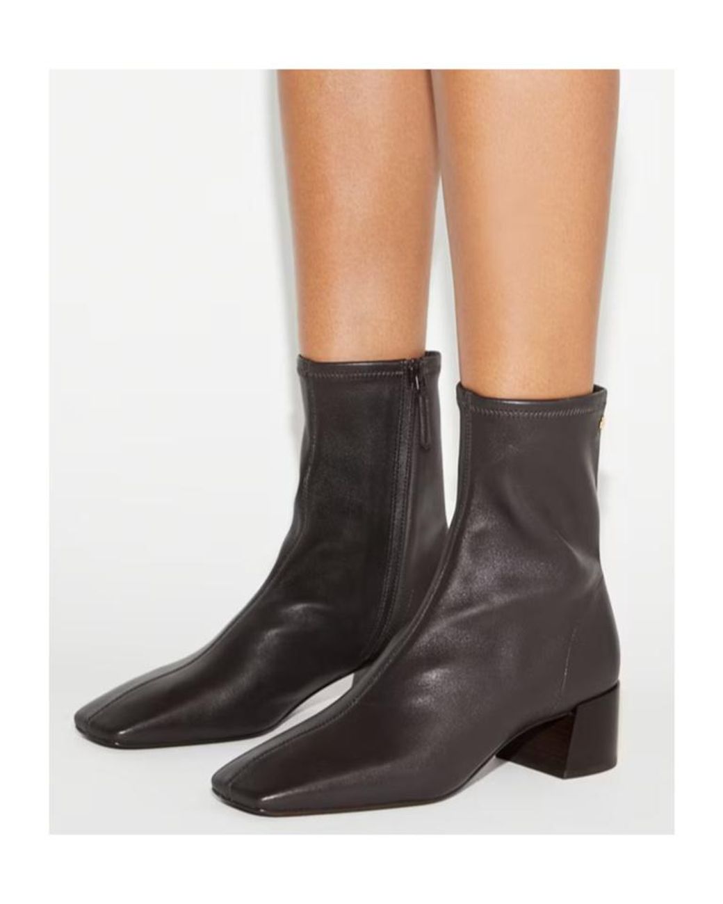 Tory Burch Black Logo Plaque Square-Toe Ankle Boots