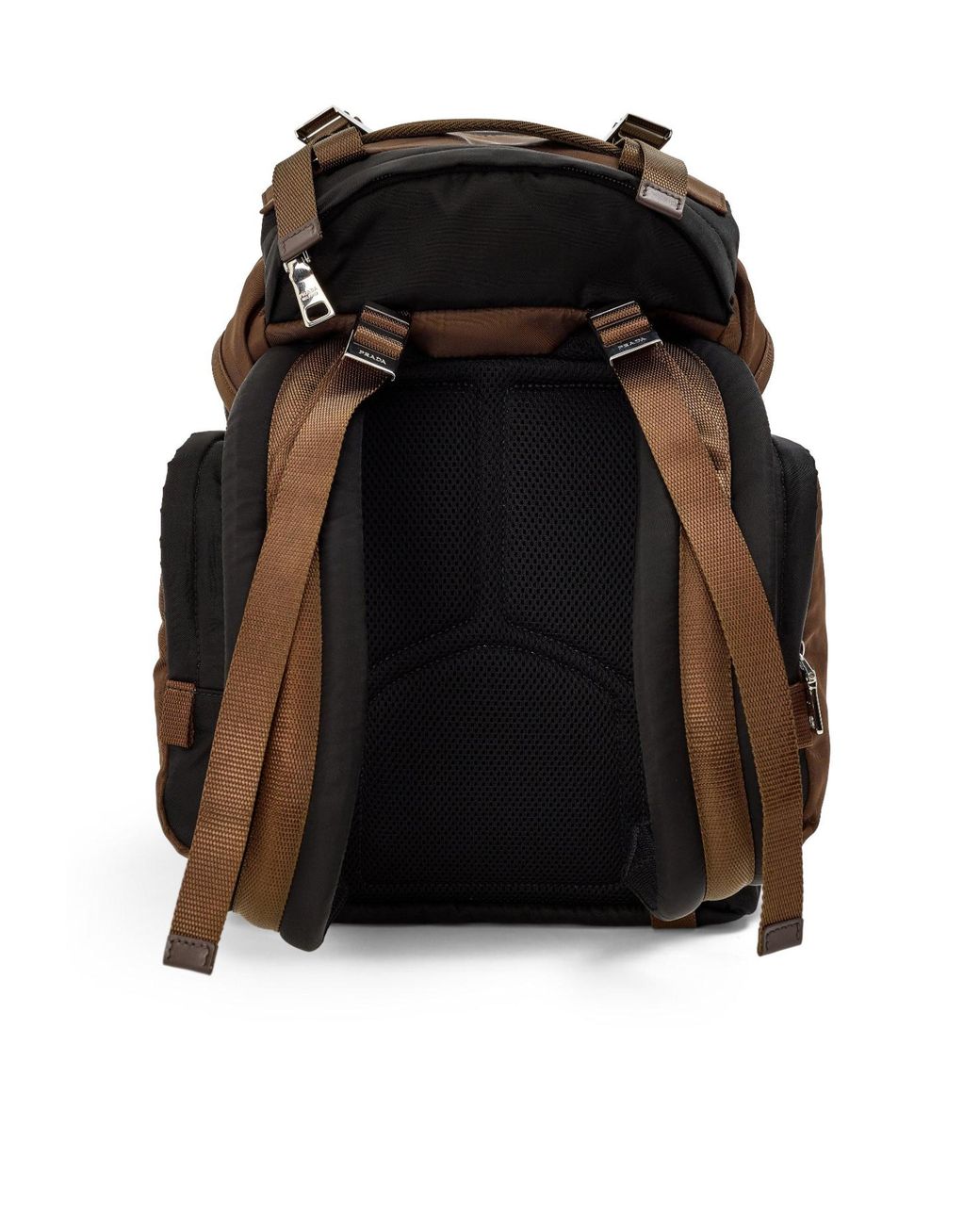 Prada Brown Color-Block Nylon Backpack for men