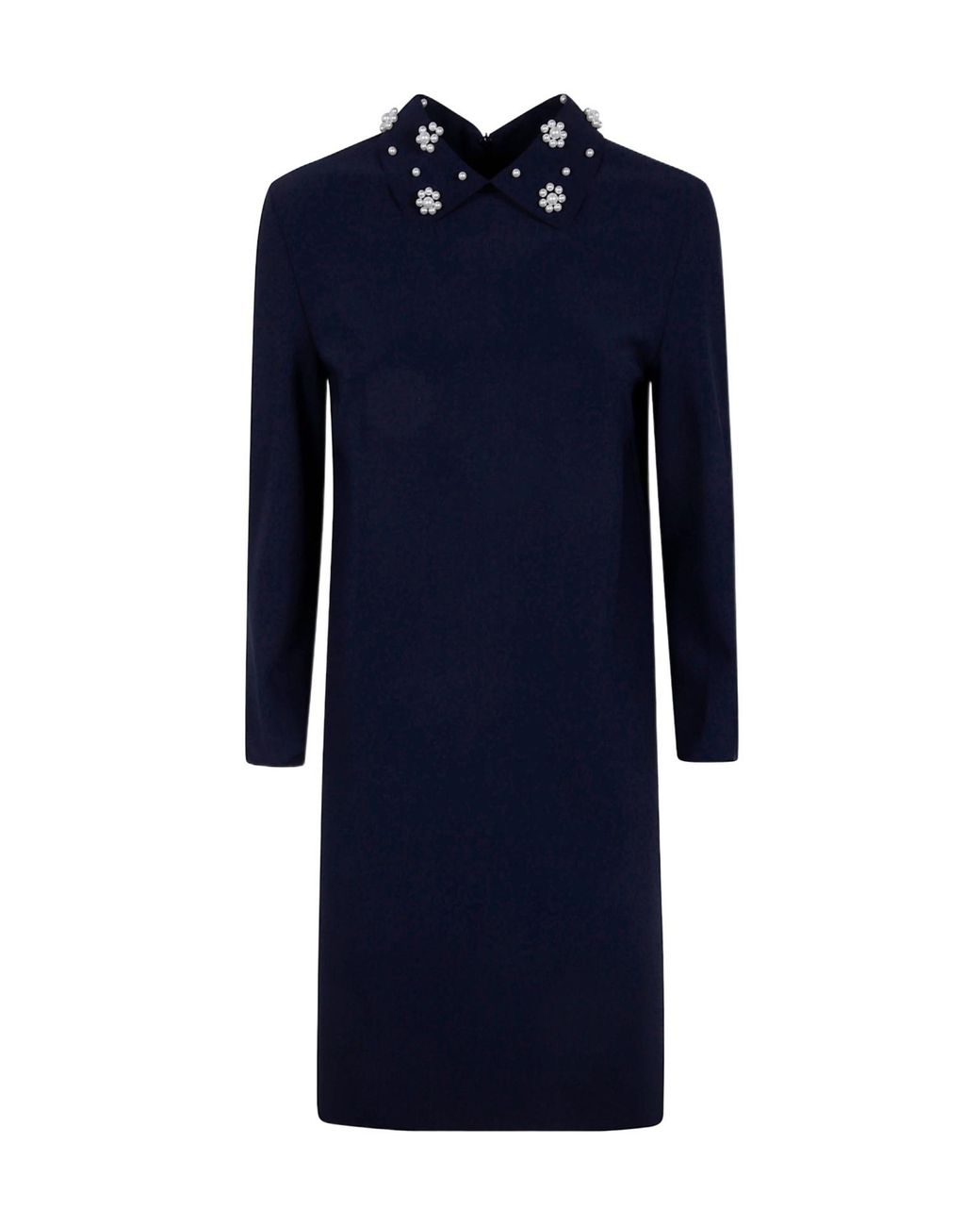 La Petite Robe Di Chiara Boni Blue Leotie Embellished-Collar Mini Dress