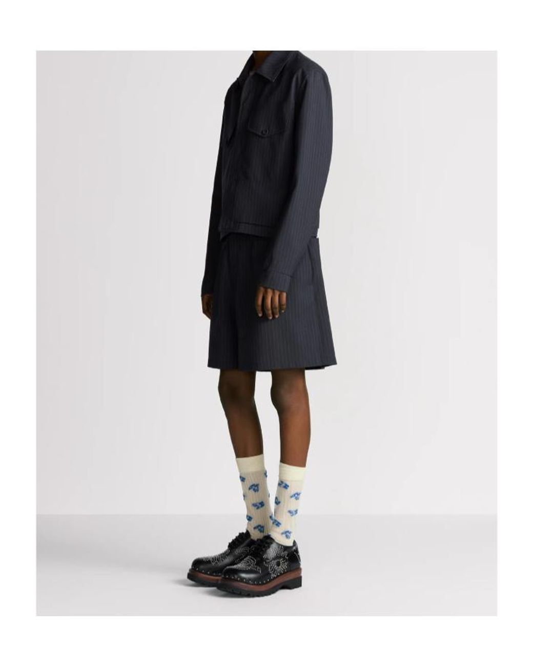 Dior Blue Homme Striped Button-Up Jacket for men