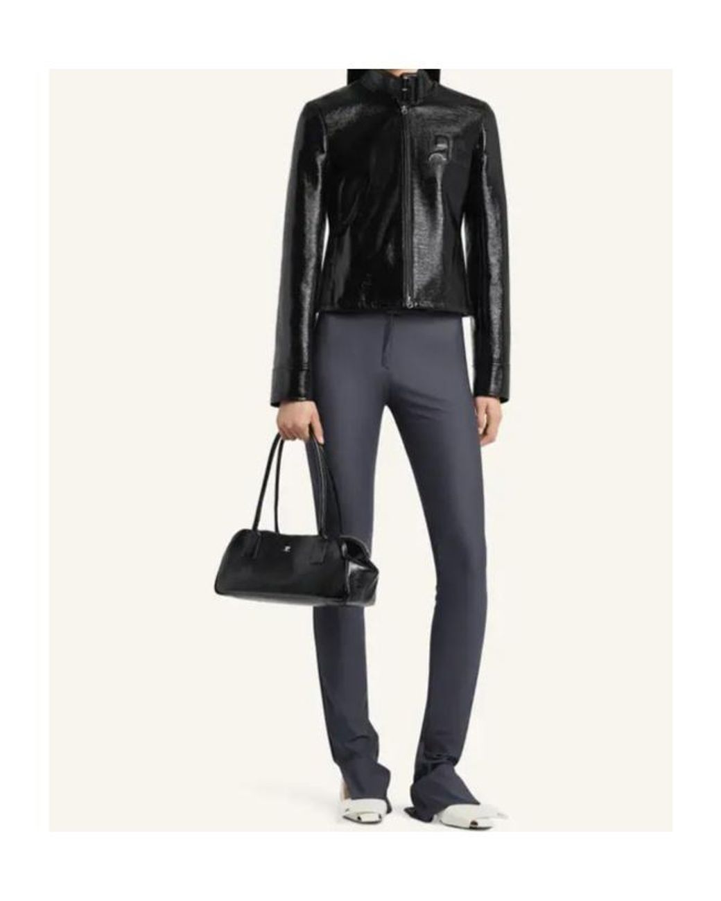Courreges Black Courrèges Buckle-Neck Zipped City Jacket