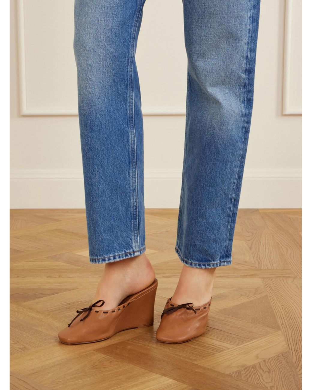 Maryam Nassir Zadeh Brown Ballet Leather Wedge Mules