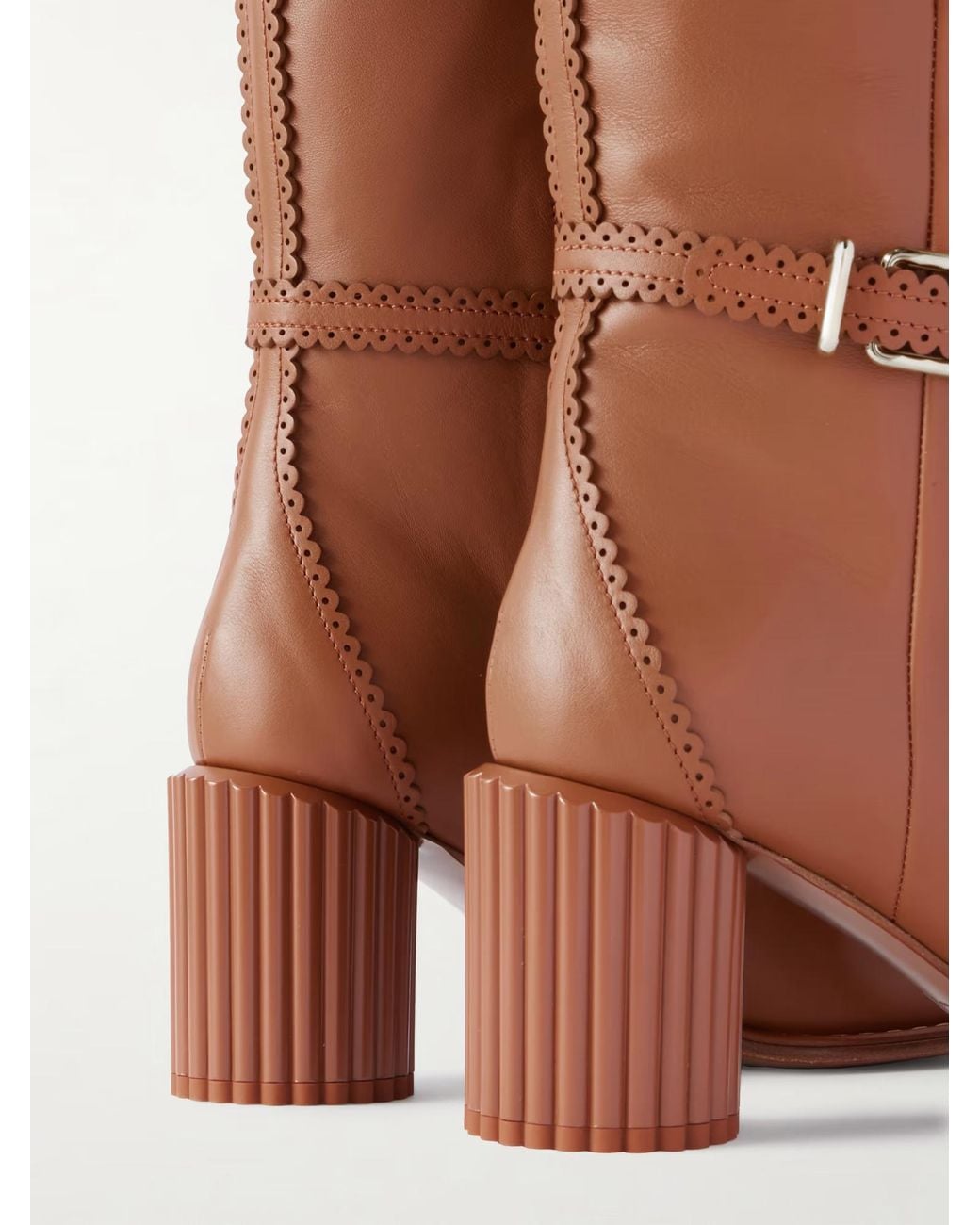 Zimmermann Brown Eddie Lace-Up Fan-Shaped Knee-High Boots