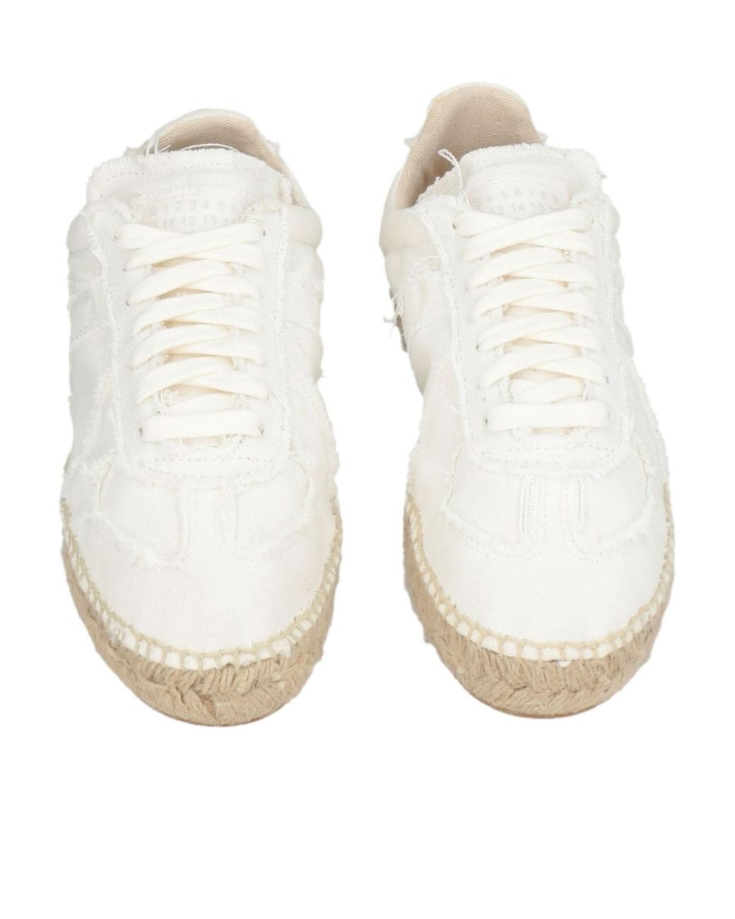 Maison Margiela White Canvas And Straw Woven Shoes
