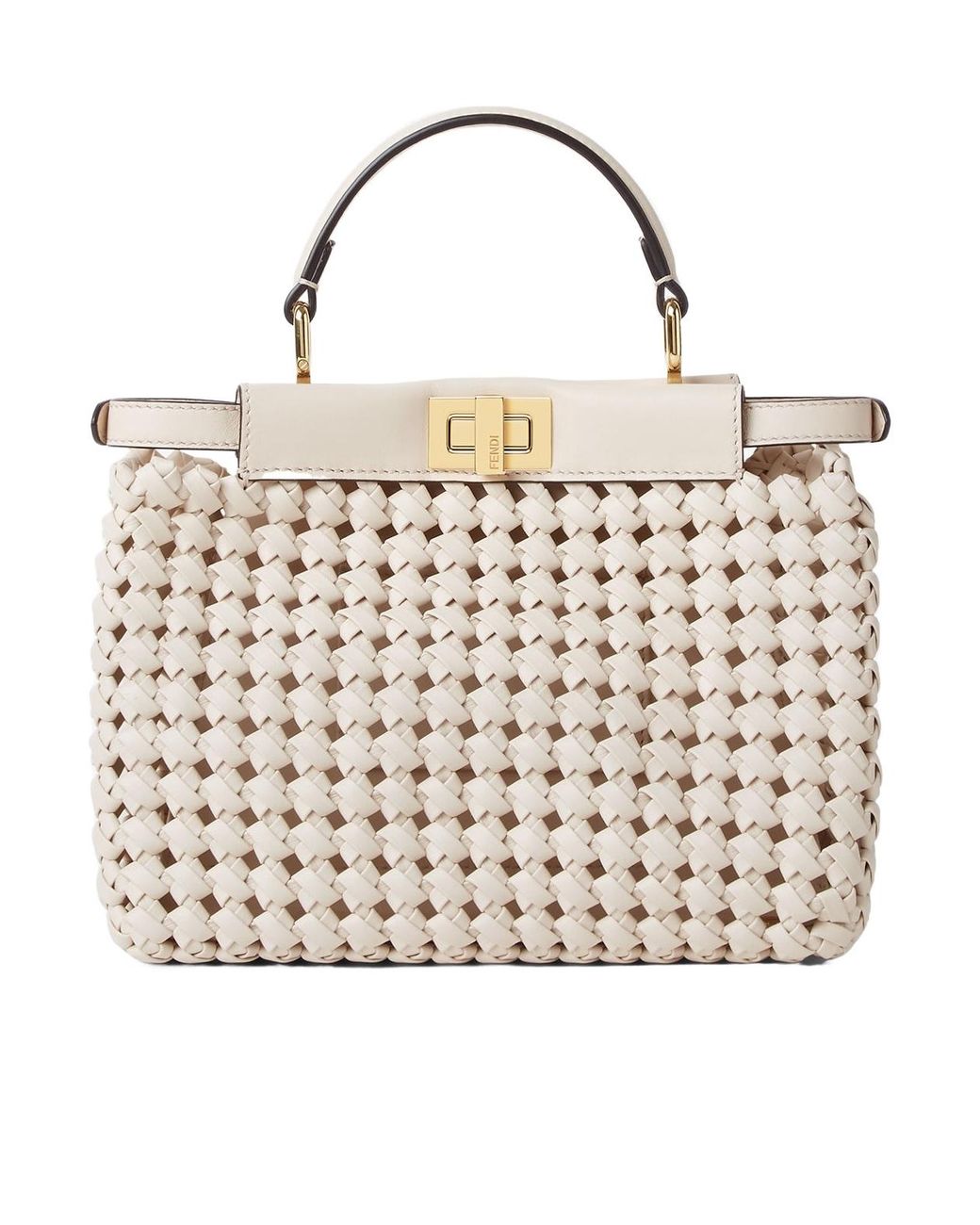 Fendi Natural Camellia Interlaced Leather Bag