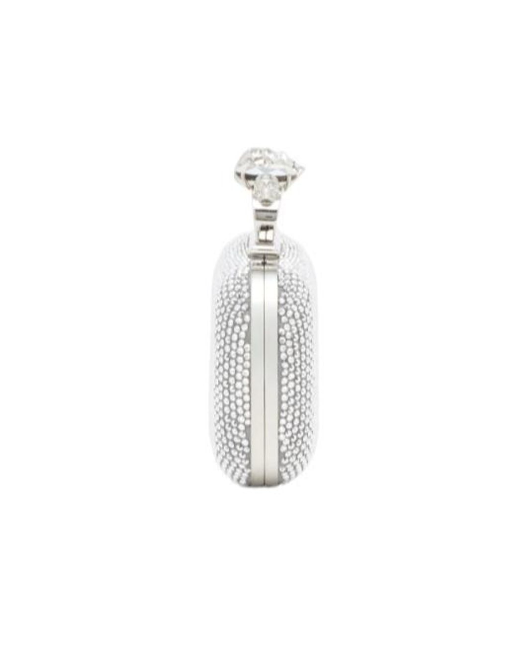 McQueen Gray Knuckle Crystal Clutch Bag