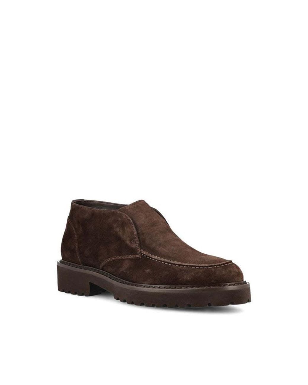 Doucal's Brown Almond Toe Slip-On Loafers for men