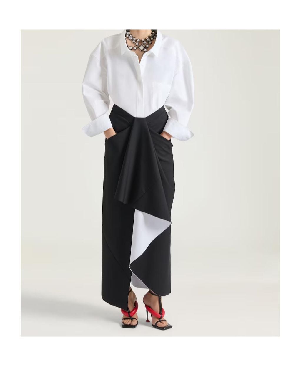 Givenchy Black Wrapped Midi Skirt