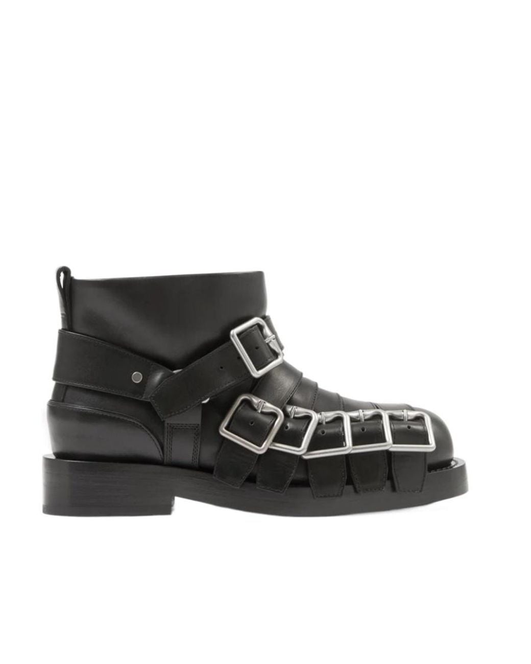 Burberry Black Buckle-Detail Leather Boots