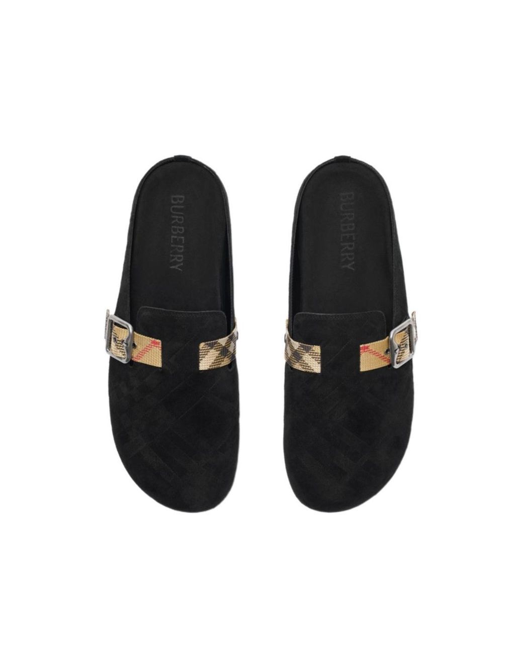 Burberry Black Checked Slip-On Clogs for men