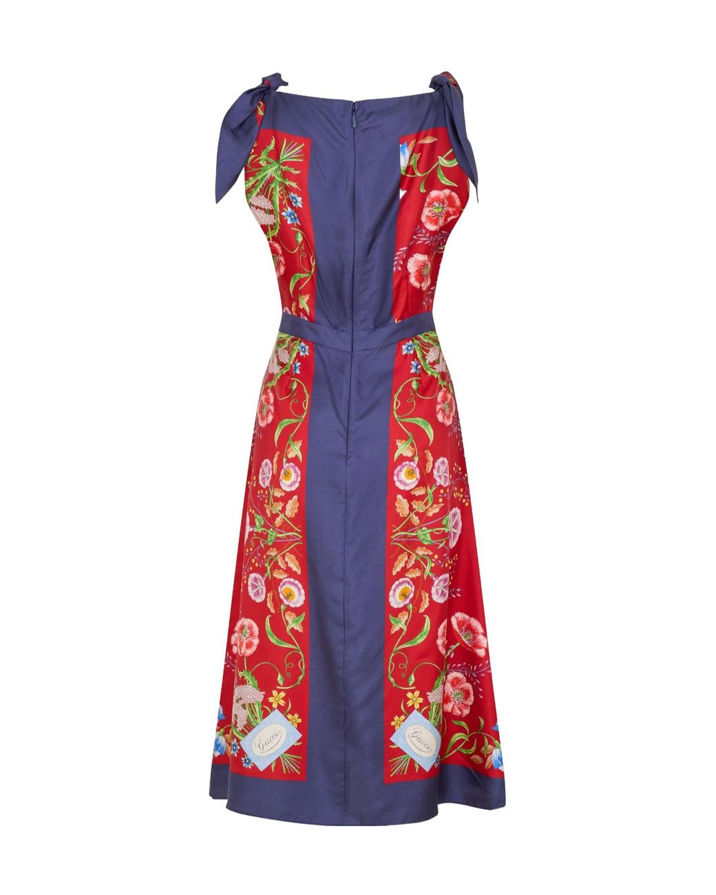 Gucci Red Floralletter Print Wrap Midi Dress