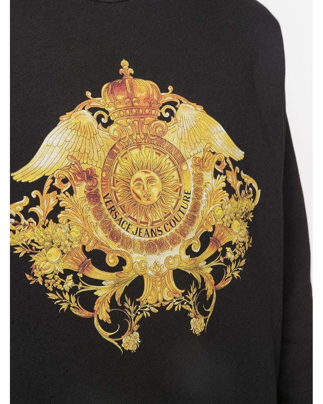 Versace Jeans Black Baroque Monogram Print Sweatshirt for men