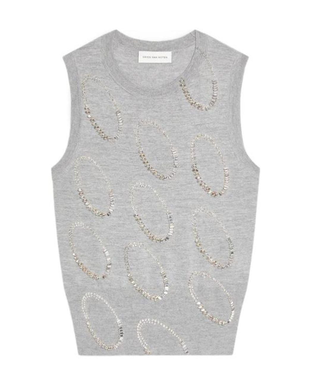 Dries Van Noten Gray Embroidered Vest