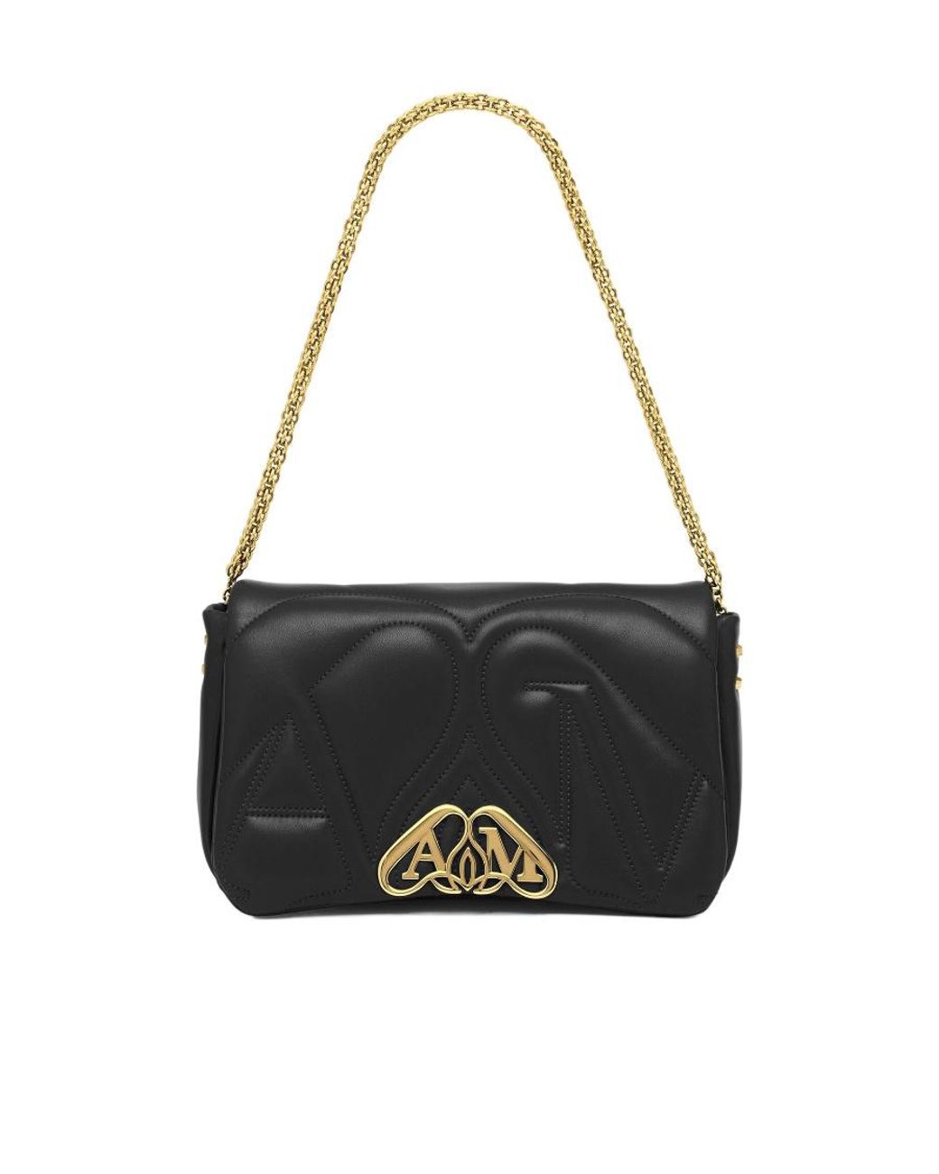 McQueen Black The Seal Quilted Small Shoulder Bag