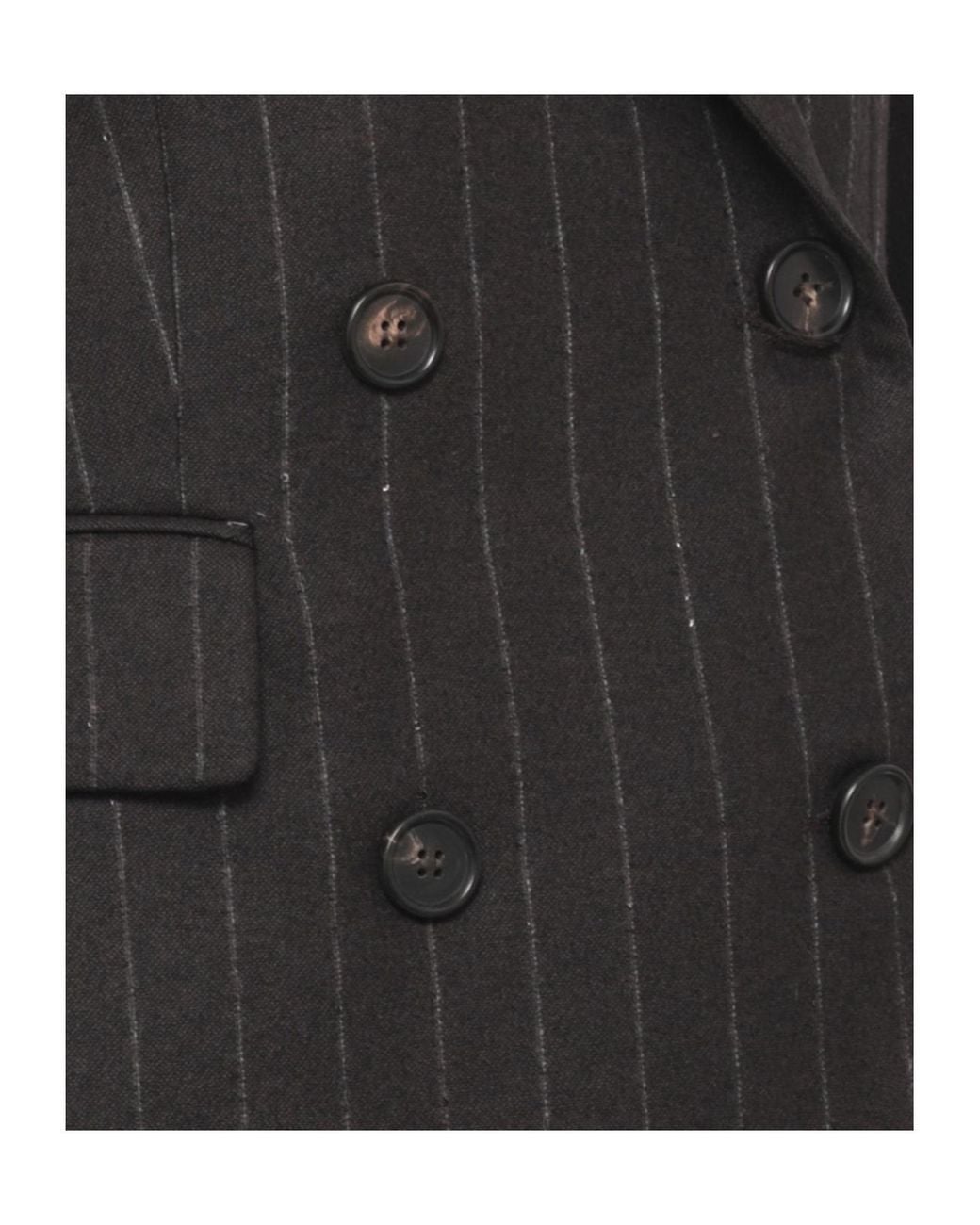 D.exterior Black Pinstriped Double-Breasted Blazer