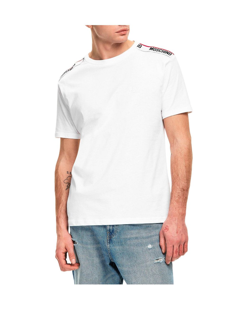 Moschino White Regularfit Shortsleeve Top for men