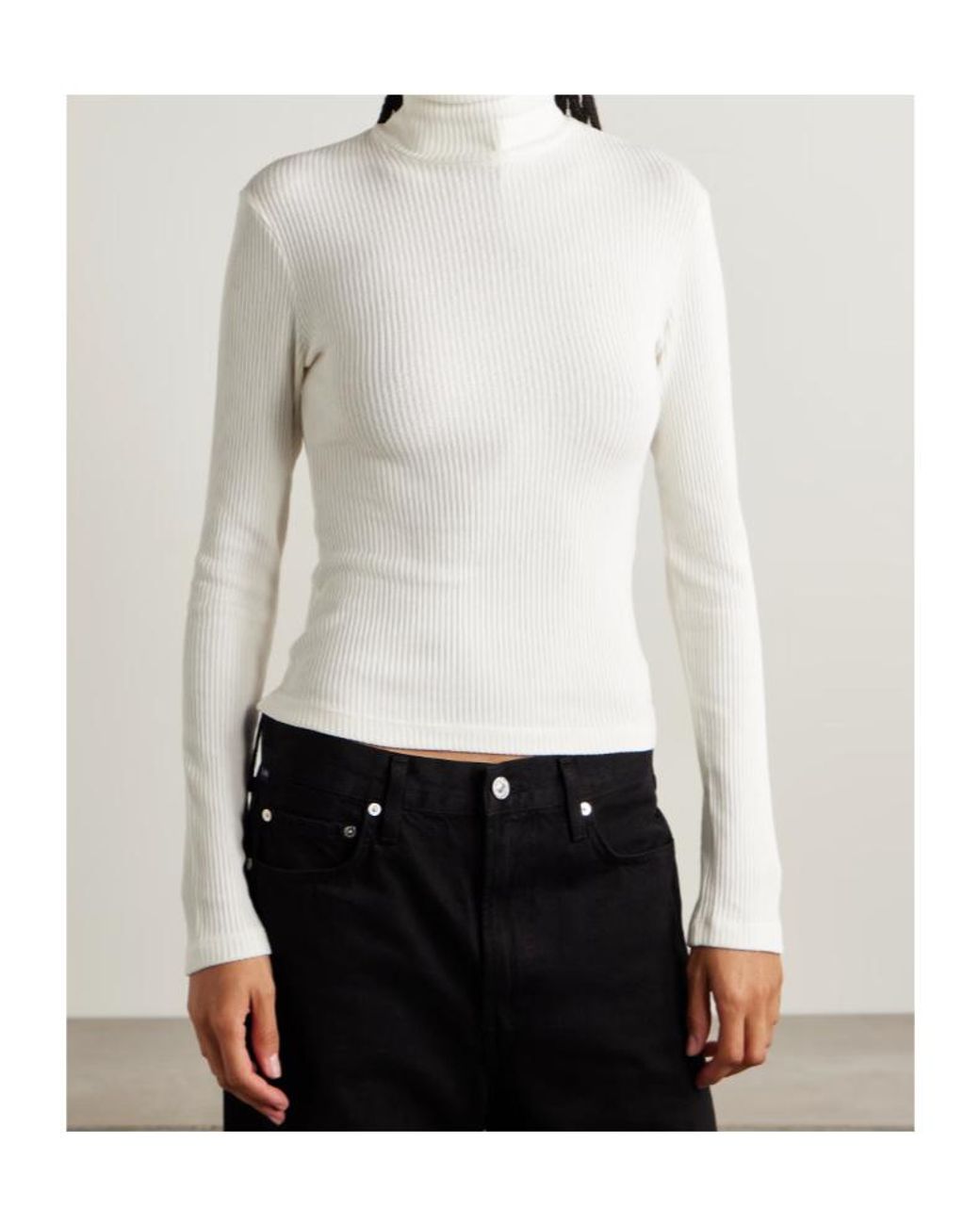 Citizens of Humanity White Caradene Ribbed Turtleneck Sweater