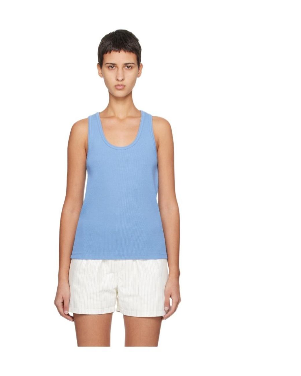 Bottega Veneta Blue Round Collar Sleeveless Vest