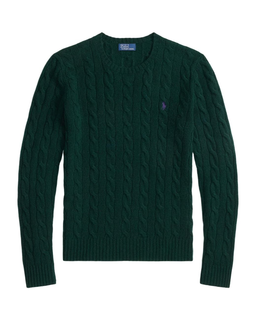 Polo Ralph Lauren Green Cable-Knit V-Neck Jumper