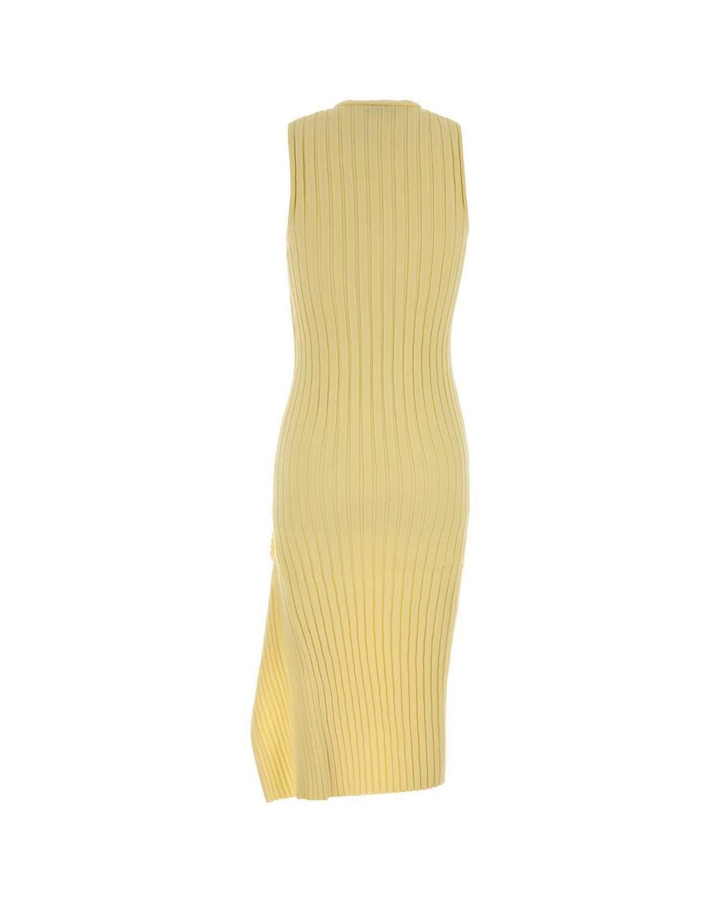 Stella McCartney Metallic Sleeveless Ribbed-Knit Midi Dress