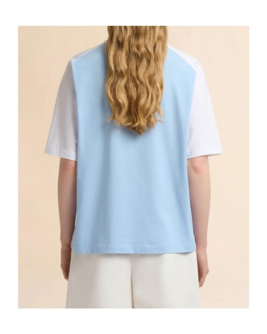 Marni Blue Embroidered Panel V-Neck T-Shirt