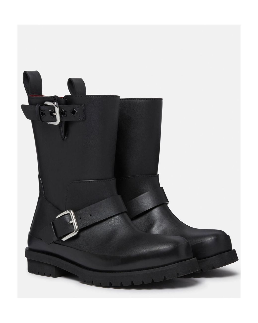 Stella McCartney Black Trace Buckle-Strap Biker Boots