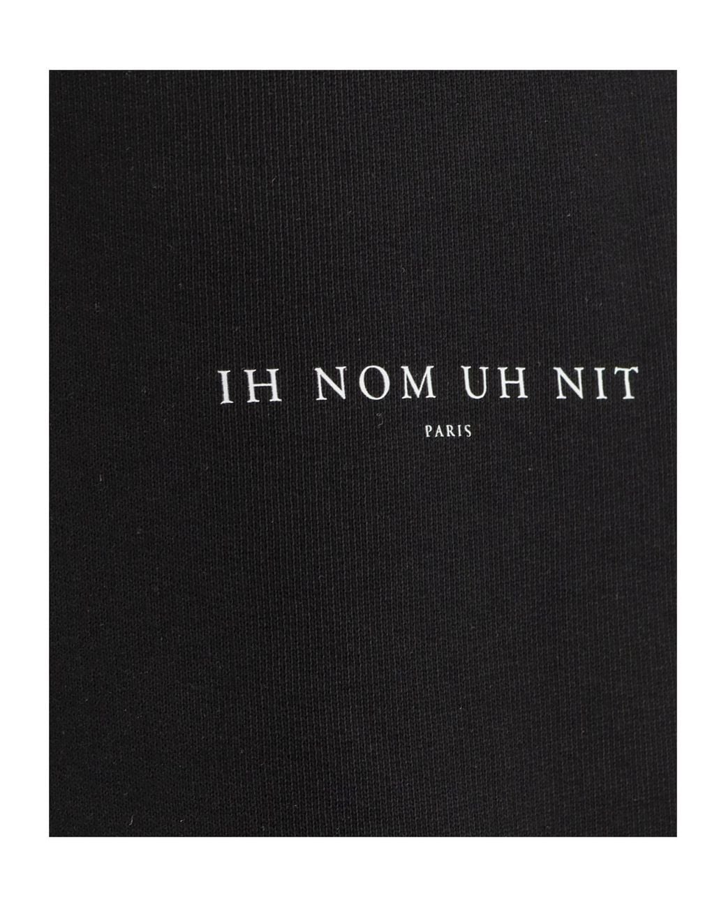 Ih Nom Uh Nit Black Logo Printed Wide-Leg Trousers for men