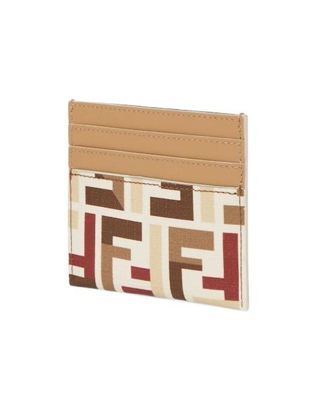 Fendi Red Roma Ff Motif Card Case