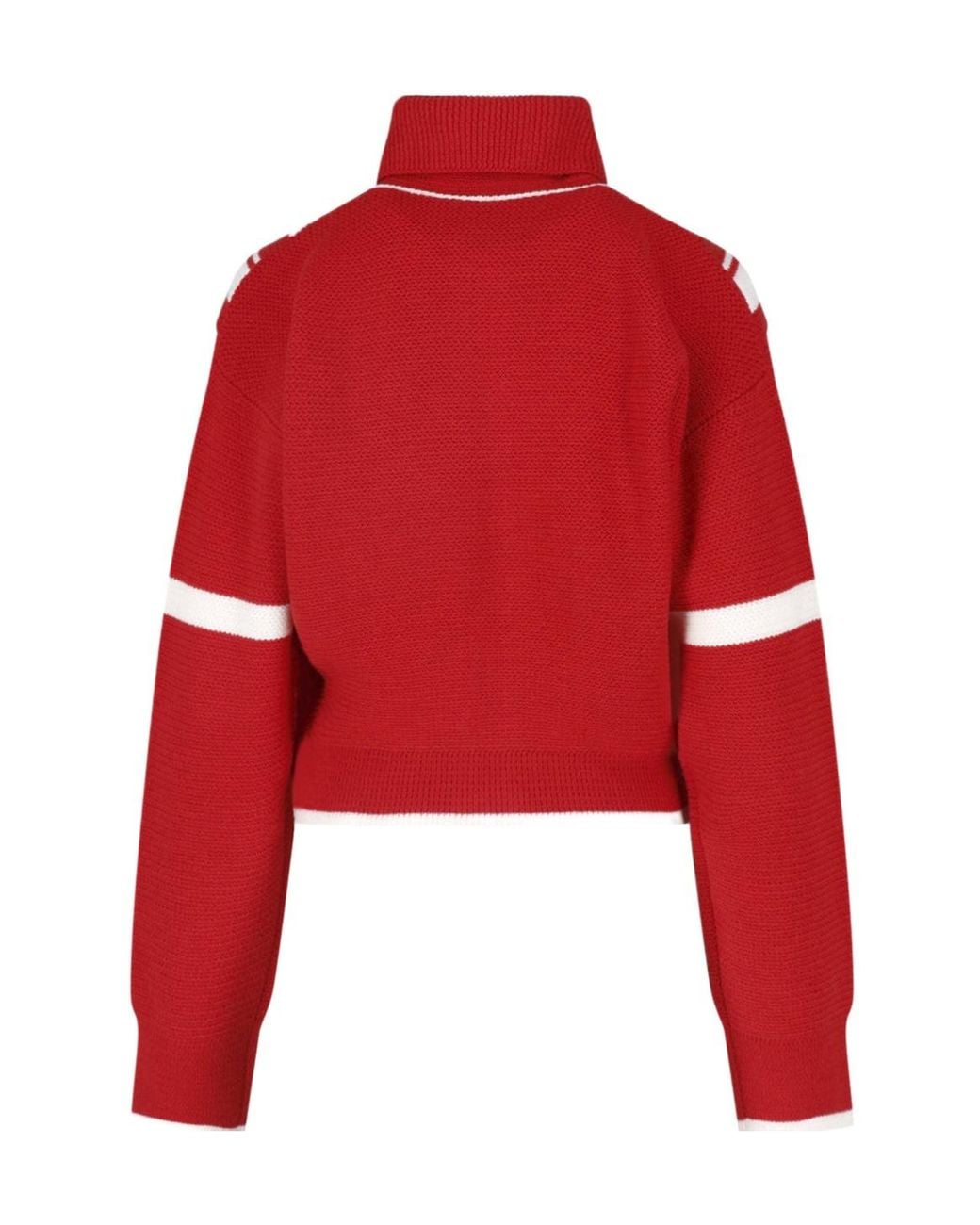 Stella McCartney Red High-Neck Zipped Knitted Jacket