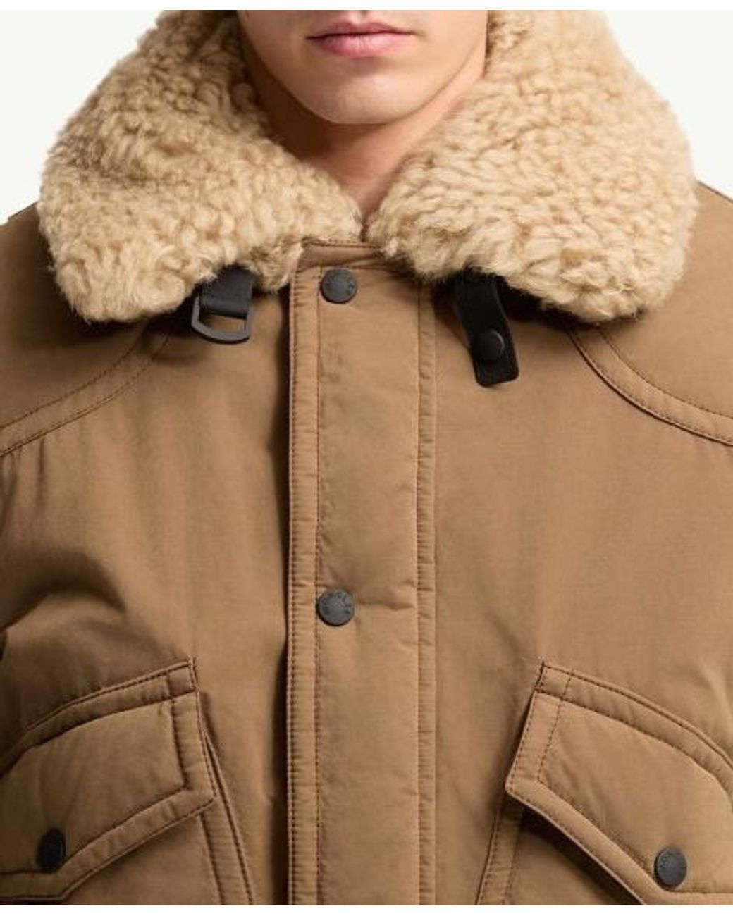 Moncler Natural Grenoble Alpental Shearling Collar Jacket for men