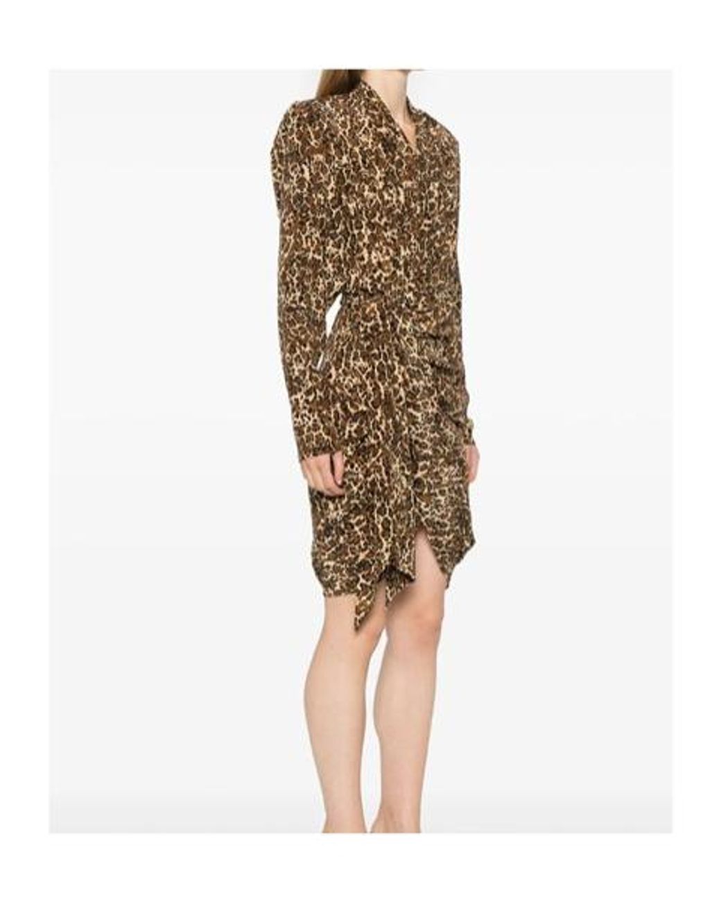 Isabel Marant Brown Patterned Long-Sleeved Dress