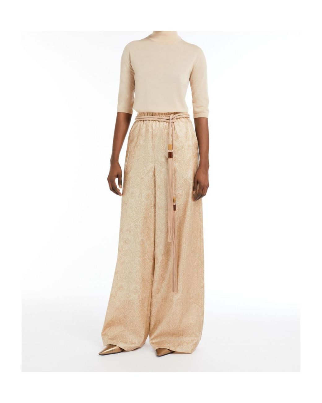 Max Mara Natural Cecina High Neck Half-Sleeved Jumper