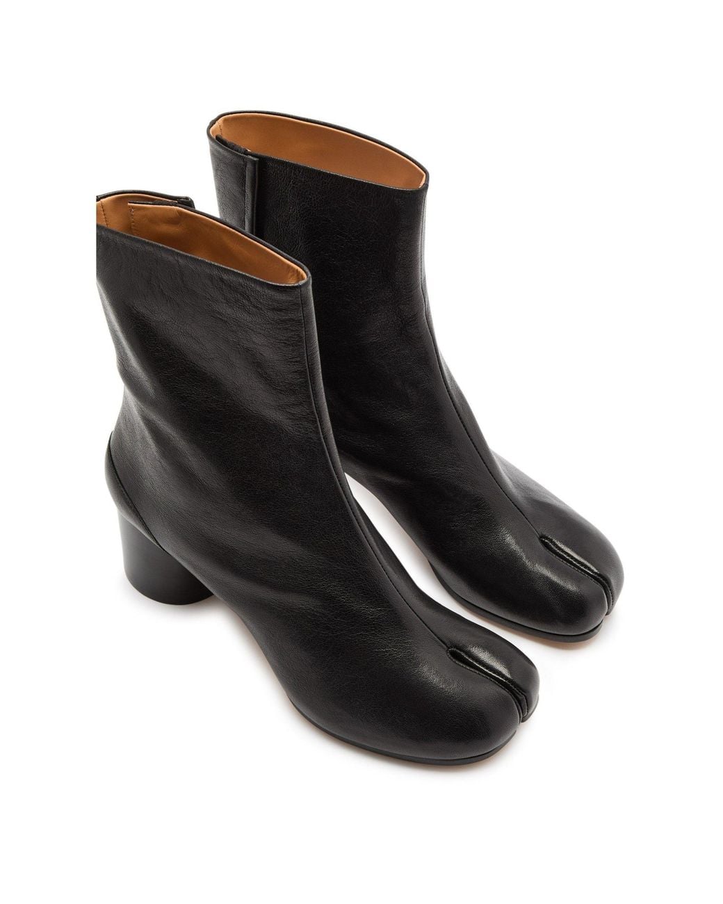 Maison Margiela Black Glossed Grained Leather Ankle Boots