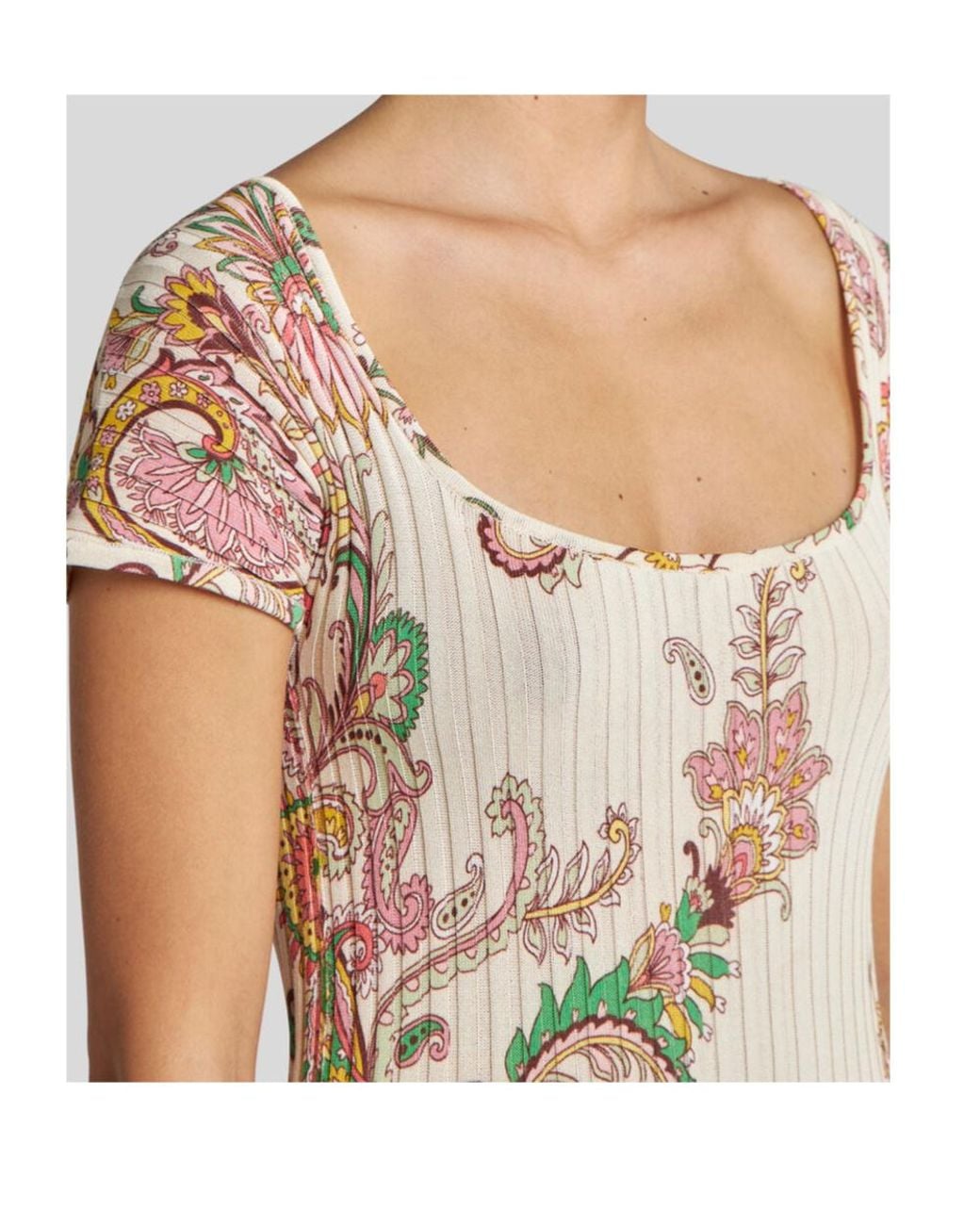 Etro Metallic Floral Motif Ribbed Dress