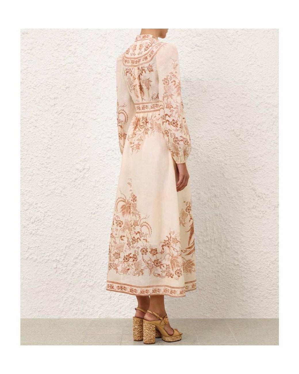 Zimmermann Pink Indra Plunge Midi Dress