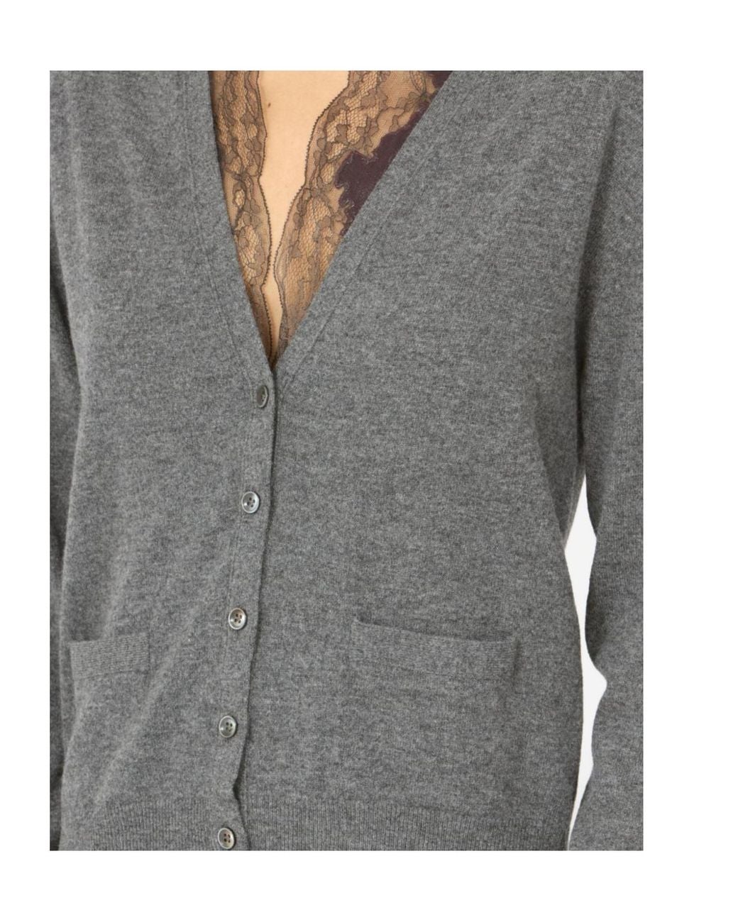 Maison Margiela Gray Long-Sleeved V-Neck Cardigan