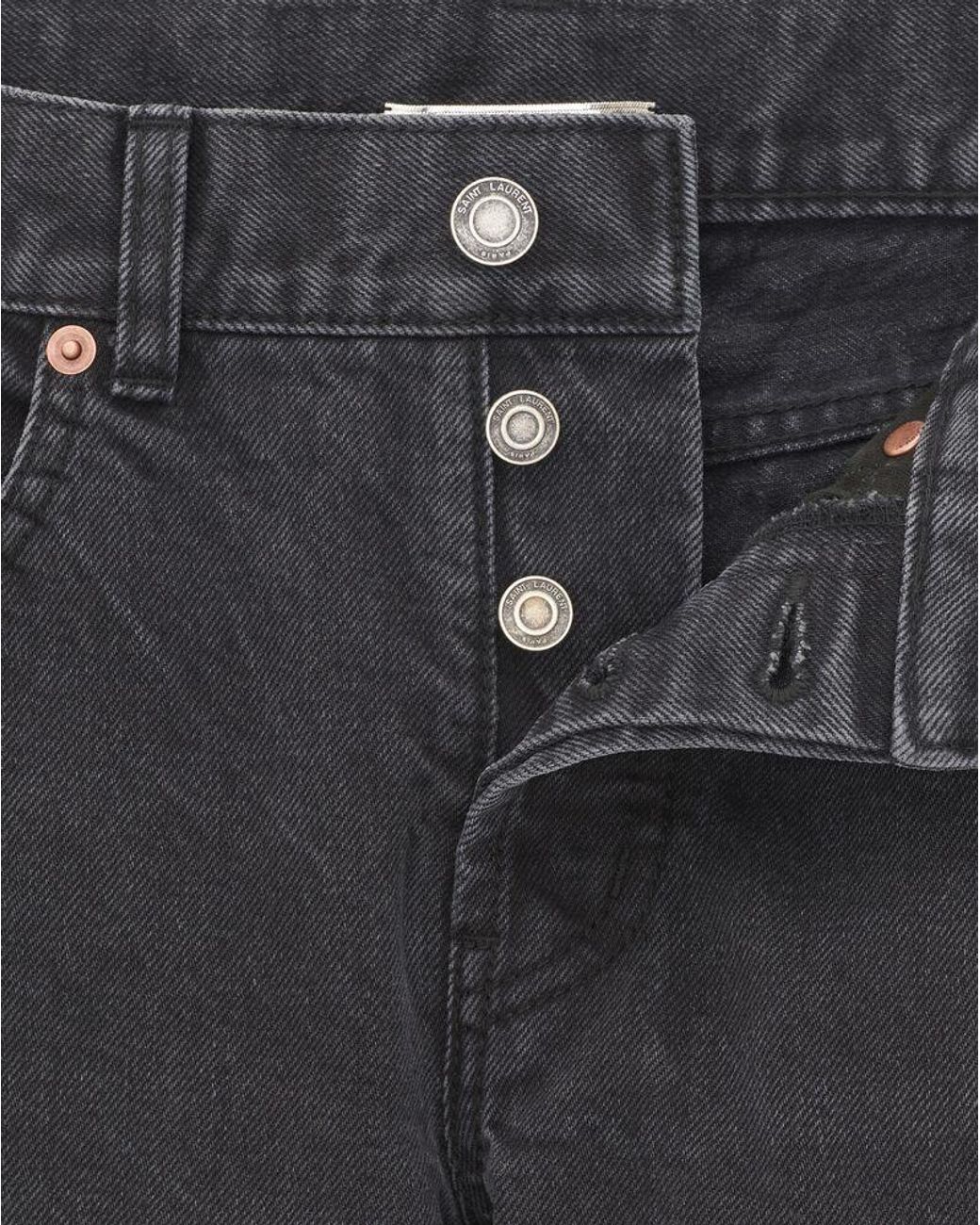 Saint Laurent Gray Button Detailed Slim Fit Jeans for men