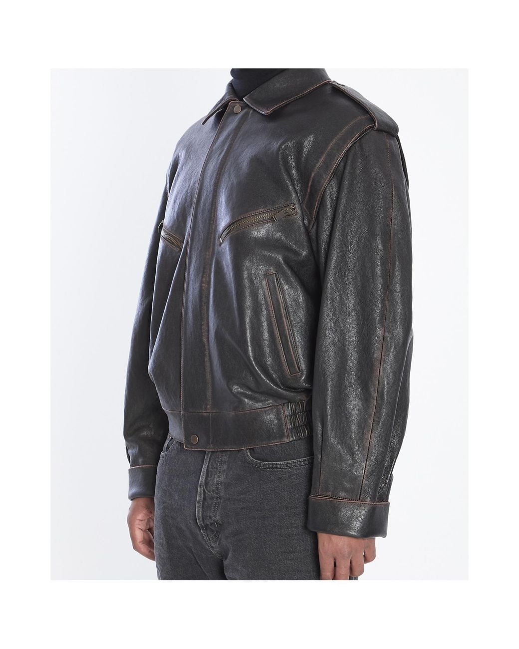Saint Laurent Gray Zip-Up Bomber Jacket for men